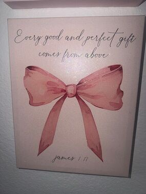 Pink Bow Wall Art Canvas - "Every good and perfect gift"